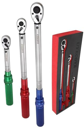 UYECOVE Drehmomentschlüssel Set, 3 teilig Drehmomentschlüssel 1/4 5-25Nm, 3/8 20-120Nm, 1/2 40-220Nm, ±3% Fehlergenauigkeit Drehmomentschlüssel für Fahrrad, Motorrad, Auto, LKW