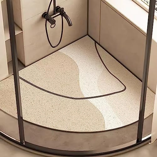 EUPXRHY Duschmatte Dreieckig für Eckdusche, Komfortabel Duschmatte rutschfest Halbrund, Schnell Trocknend PVC-Luffa Massage Badematte Halbrund mit AblauflöChern Sicherheits,D,65x65cm(26x26inch)