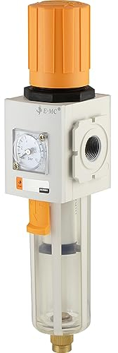 Fittingteile - Druckluft Filterregler mit Manometer Wasserabscheider Kondensat Druckminderer Druckregler (Gewindegröße: G 1/2 - Ausführung: Halbautomatische Entwässerung)