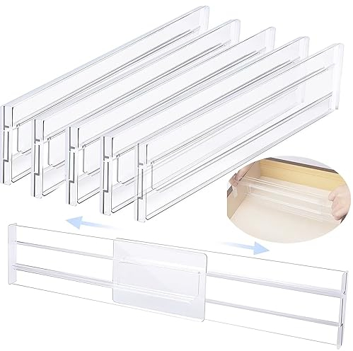 COITROZR 8er-Set Schubladenteiler, Kunststoff Schubladentrenner Verstellbar (27.5-52cm), Schubladen Trenner, Transparente Schubladen Organizer Schubladentrenner für Schlafzimmer, Kommode