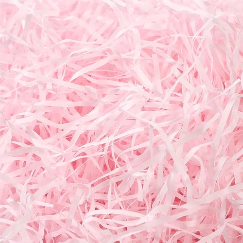 PMELCXD 200 Gramos de Papel Tisú Triturado Relleno de Papel Kraft Triturado, Cesta de Regalo de Rafia Papel empaquetado Relleno Material para Fiestas para Decoración Embalaje de Regalos (rosa)