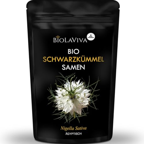 Premium BIO Schwarzkümmel Samen (500 g) ganz - 99,9% Reinheit aus Ägypten - hoher Thymochinongehalt - Nigella Sativa - Küche, Tee, Öl - frei von Schadstoffen- und Pestiziden