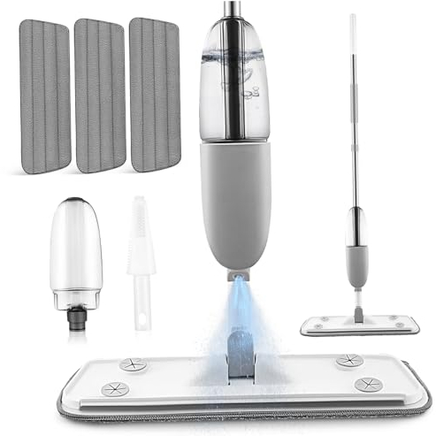 FOYTOKI Trapeador Aerosol para Pisos Fregona con Pulverizador De Agua Limpia Polvo y Suciedad Incluye Almohadillas De Microfibra Fregona Húmeda y Seca para Limpieza Fácil