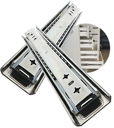 IkErna Heavy Duty Industrial Drawer Slides Rails,Ball Beafull Extension Drawer Runners,Load 80-140Kg - 3-Section Telesslide Rail/2 Pcs/52 Inch