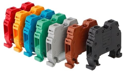 Morsettiera elettrica su guida Din for filo da 6 mm² MRK6 da 100 pezzi onka 6(Gray)