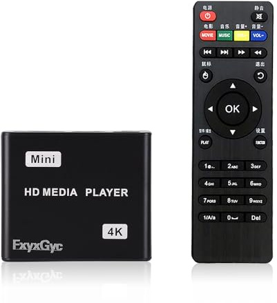 HDMI Media Player, 4K Ultra HD Digital Media Player, Supports USB Drive, SD Card, 4K@30Hz Output,H.265/H.264/AVC Decoding MP4/MKV/MP3/TS/Rmvb/Mov/JPG for Advertising Playback Multimedia TV Playback.