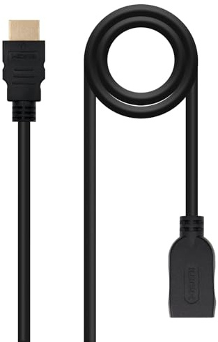 Cable HDMI 2.0 prolongador A/M-A/H, 2.0 m Negro, Alta Velocidad, transmisión de Audio y Video, Ideal para conectar Dispositivos Multimedia.