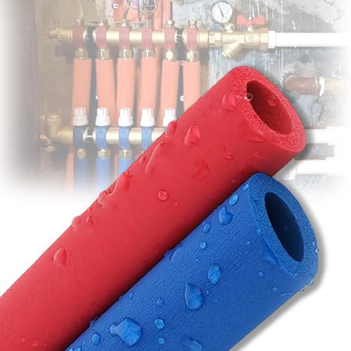 1.8m Länge Rohrisolierung, Schaumstoff Griff, Rohr Dämmung Schlauch, Flexibler Schlauch für Griffgriffstütze Rohrisolierung, (Wasserdichtes 16mm, 20mm, 25mm, 32mm ID) (Rot/Blau)(Blue,7mmx32mmx1.8m)