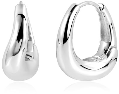 ALEXCRAFT Thick Wave Örhängen Silver 925 Hoop Örhängen Dam Chunky Silver Hoop Örhängen för kvinnor Flickvän Mamma Tjejer