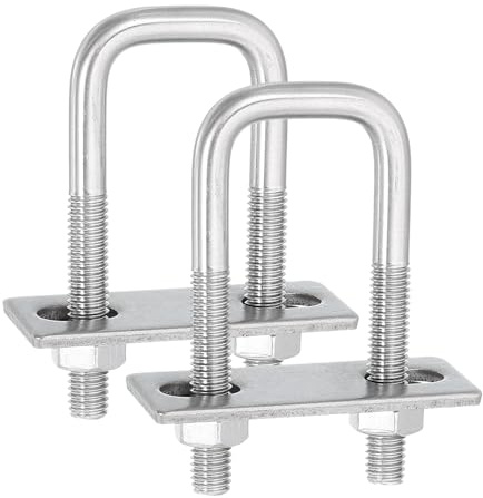 sourcing map 2 set di bulloni a U quadrati in acciaio inossidabile 304, 25 mm, larghezza interna 75 mm, lunghezza M8 con dadi, piastra di telaio, guarnizione per rimorchi di automobili, barche da sci,