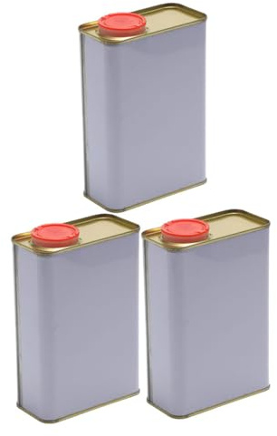 jojofuny 3pcs 1l Empty Paint Cans Plastic Lids, Square Tin Metal Paint Buckets for Oil, Lubricant, and Pigment Storage, Sealed Multipurpose Pitch Containers for Industrial and Workshop Use