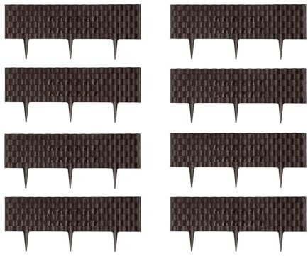 simpa Brown Plastic Rattan Style Decorative Lawn Edging Border. Pack of 8 panels 4.8M Total Length