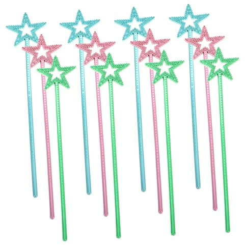 KOMBIUDA Party-Set für Kinderzauberstäbe 12-teilig sternförmiges Zauberstab-Zubehör Handzauberstab-Spielzeug für die Entwicklung sozialer Fähigkeiten von Prinzessinnen-Zauberern