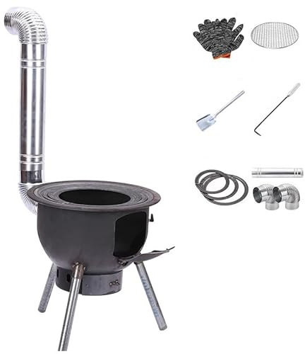 ERSINIAN Stufa a Legna, Stufa a Legna, Grande Stufa Portatile da Campeggio a Razzo, con Tubo di Scarico, per Cucinare, Campeggio, Tenda, Escursionismo, Pesca (58 cm)