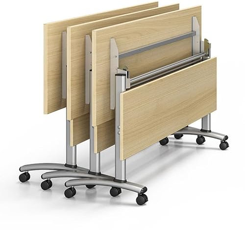 YJKKZQLB Klappbarer Konferenztisch, vielseitiger großer rechteckiger Konferenzraumtisch mit leisen Rollen, Mobile Lösung für dynamische Meetings in Büros, Klassenzimmern (d Eiche, 55×24×30in)