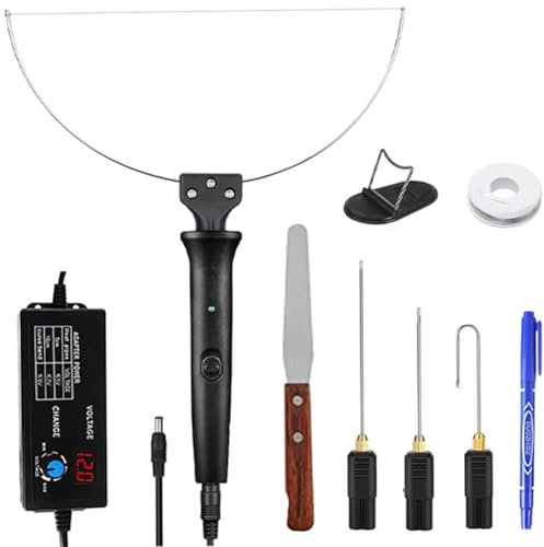 YHUEGH Electric Hot Wire Foam Cutter 10Pcs, Foam Cutting Pen Kit, 28W Digital Electric Styrofoam Cutting Tool with 4 Heating Needles, Hot Knife Foam Cutter, Polystyrene and Styrofoam Cutter