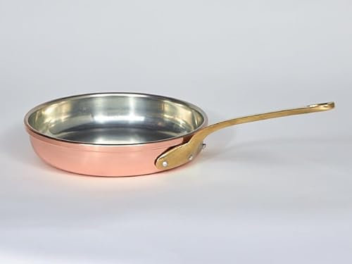 Ardosia Poêle à Frire en Cuivre avec Poignée en Laiton et Intérieur Disponible Étamé ou Inox, Plusieurs Tailles (Étamé, 22 cm)