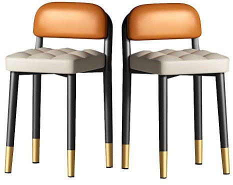 Generisch Esszimmerstühle, 2er-Set, stapelbarer Stuhlhocker, Moderne Küche mit schwarzen Metallbeinen, ledergepolsterter Akzentstuhl, Beistellstuhl für weiche Sitze im Schlafzimmer (/Beige B