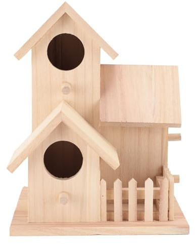 Natudeco Wood Birdhouse Decorative Bird Villa Multifonctional Garden Cedar Wood Bird Boîte avec Poteau pour Le décor d'artisanat à l'extérieur