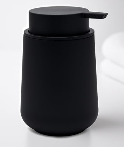 Seifenspender schwarz matt – Handseifenspender & Spülmittelspender Küche – Moderner Soap Dispenser für Bad & Küche, 320 ml, tropffrei, große Öffnung zum einfachen Nachfüllen