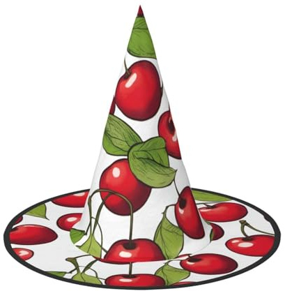 DUWAA Bonito sombrero de bruja con estampado de cereza roja dulce 3, accesorio de disfraz para mujer, sombreros para fiesta de Halloween, cosplay, accesorios, 2 unidades