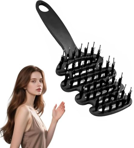 Cithway Volumen+ Bürste mit Borsten, Wildschweinborsten Bürste, Haarbürste Toupierbürste, Cithway Volumen Haarbürste, für Volumen und Glanz, Stylingbürste für Frauen und Männer (Schwarz)