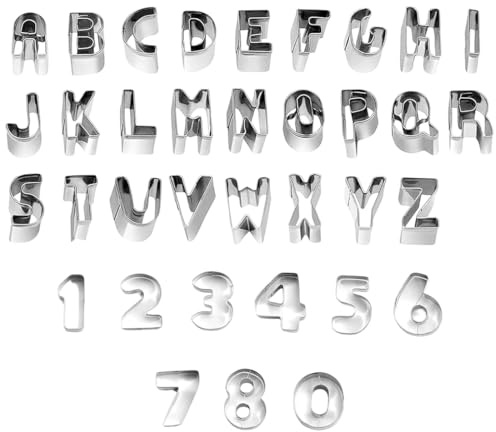 Emporte-pièce, 35 Pièces, lettres et chiffres, Emporte-pièces Inoxydable Biscuit, Emporte Piece Patisserie Enfant Comprend, pour Biscuits Cookie Pâtisseries Salade, Cookies Sablés Decoupoir