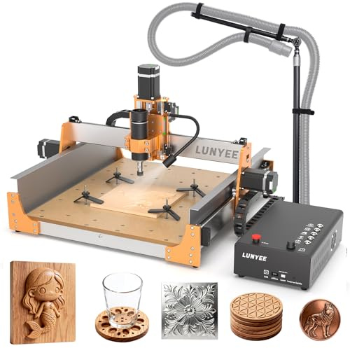 LUNYEE 4040 Pro Max CNC Router Machine, 500W Spindle, NEMA23-76 Closed-Loop Stepper Motor, 3 Axis Engraving and Milling Machine, Dual Linear Rail Z-Axis, for Wood Acrylic Aluminum