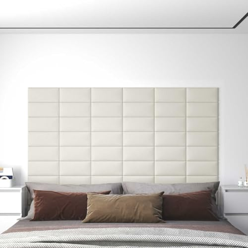 LoogCape Wandkopfteilen 12 Stück Creme Samt Wandkissen gepolstert rechteckig 30x15 cm Schlafzimmer Deko Polsterung Bezug Wandmontage Zubehör Betthaupt