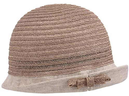 bedacht Linda Hanf-Leinen Glockenhut Damenglocke Hut Stoffhut Leinenhut Strohhut Hanfhut Sommerhut Damen - Made in Italy Sonnenhut Damenhut Sommer Frühling-Sommer - One Size Natur