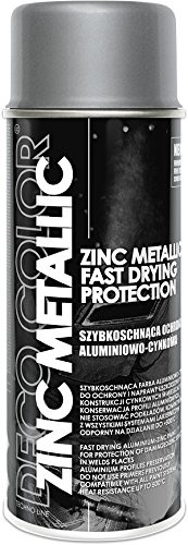 DECO COLOR Zink-Metallic-Sprühfarbe, 400 ml, Stahl, Metall, Aluminium, korrosionsbeständig, hitzebeständig bis 500 °C, Hochglanz-Schweißen, Verzinken (400 ml)