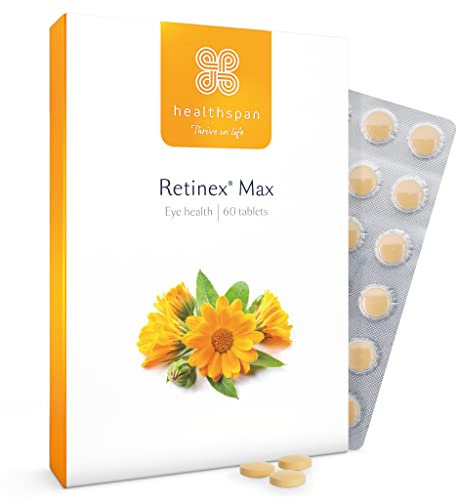 Healthspan Retinex Max | Augengesundheit | 20 mg Lutein & 2.000 ug Zeaxanthin | Zusätzliches Vitamin B2 | Carotinoide aus natürlichen Quellen | Vegan | 60 Tabletten