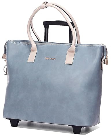 Bowatex Damen Aktentasche Lehrertasche, Trolley auf Rollen Blau/Beige