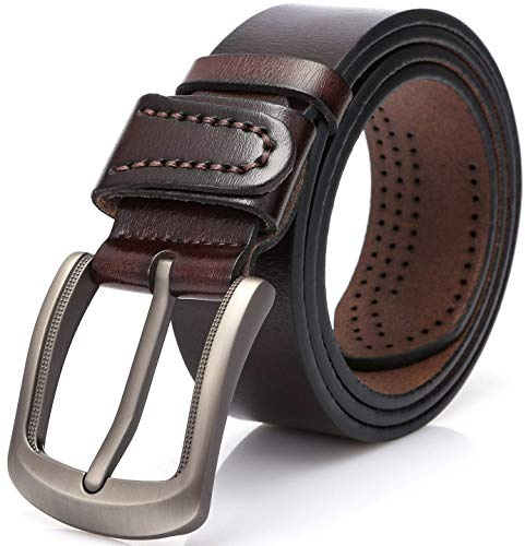 DOVAVA Ceinture Homme,Ceinture en Cuir Pour Hommes,Ceinture Homme Pour Jeans(marron 2001, 135 CM (42-46))