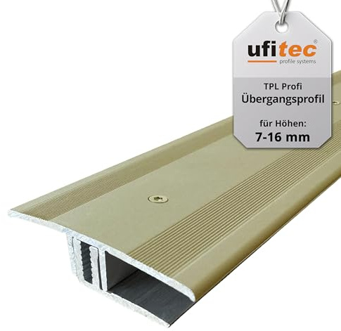 ufitec® TPL Profi profil de transition pour parquets et sols stratifiés - Largeur de couverture: 45 mm - en deux pièces, vissable et adapté aux hauteurs de revêtement de 7 à 16 mm