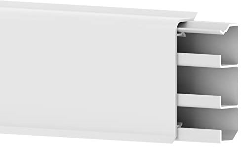 Habengut 3 m Sockelleiste aus PVC, mit integriertem Kabelkanal, Farbe: Weiß, Höhe 70 mm (2 Stück Länge 1,5 m)