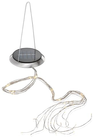 Esotec Solar Lichterbündel außen, 100 Micro LEDs, warmweiß, Akku, Solarmodul, Sternenhimmel, biegsamer Kupferdraht, Terrasse, Glühwürmchen, hängend, outdoor, Außenleuchte, Weihnachtsdeko, 102182
