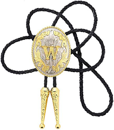 STARBRILLIANT Fahion Western Cowboy Krawatte Initiale A In Runder Blume Cowboy Mit Lederseil Bolo-Krawatte Iniziale (W)