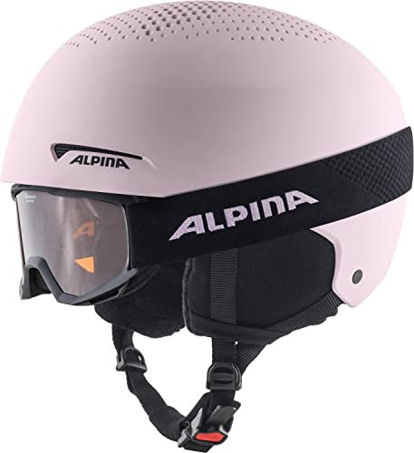 Alpina ZUPO Set (+Piney) - Hochwertiges, Sicheres & Robustes Set aus Skibrille & Skihelm Für Erwachsene, Light-Rose matt, 51-55 cm