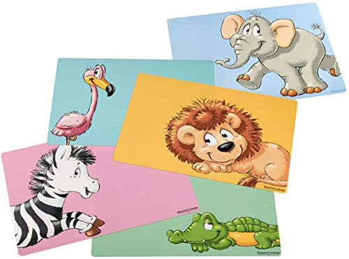 Ritzenhoff & Breker Platzmatten-Set Happy Zoo, 5-teilig, 45 x 30 cm, Tischsets mit Tiermotiven für Kinder