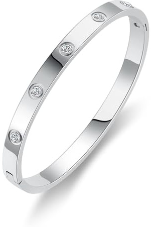RUIQUAN 18K guldpläterad kärlek vänskapsarmband kristall armband manschett bästa gåvor för mors dag alla hjärtans dag bröllop par och födelsedagar, 20, Sterlingsilver, Cubic Zirconia