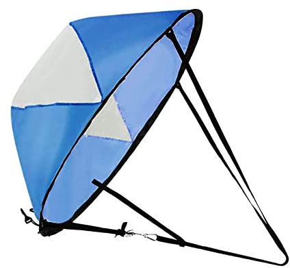 SM SunniMix Kajak Segel mit Tragetasche, 42 (108cm) Durable in Windrichtung Wind Segel Sup Paddle Board Instant Popup für Kajak Boot Segelboot Kanu Faltbare - Blau Weiß