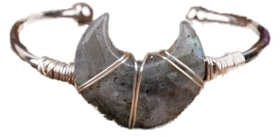 JIANGZ Edelstein Armband, Mode Offener Armreif Mond Natur Labradorit Freundschaftsarmband Verstellbar Chakra Armbänder Edelstein Energie Glücksgeschenk Für Frauen Abschlussball Party Schmuck