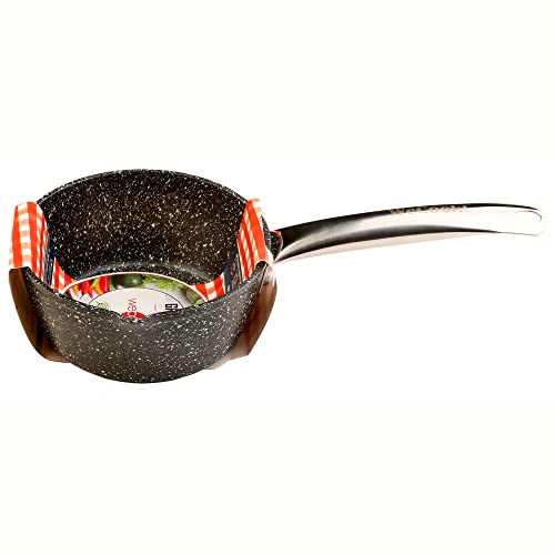 WECOOK! Granite Cazo Inducción Completa 16 cm, Aluminio Forjado, Antiadherente Ecológico Piedra sin PFOA, Mango Acero Profesional, Apto Todas las Cocinas, Vitrocerámica, Gas