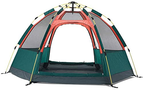 Tält 4-6 personers tält，automatiskt stort campingtält med 2 dörrar 4 fönster，Big Space strandtält med ventilerad sexsidig nätväv Bärbar