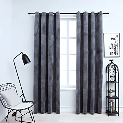 ZEYUAN Verdunkelungsvorhänge mit Ösen 2 STK Gardinen Wohnzimmer, Vorhänge Wohnzimmer, Thermovorhang, Verdunkelungsvorhang, Wärmeschutzvorhang, Samt Anthrazit 140x225 cm