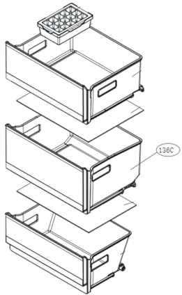Tiroir intermédiaire (partie réfrigérateur) Repère 136c Frigo, Réfrigérateur, Congélateur AJP75615006 LG Frigo, Réfrigérateur, Congélateur AJP75615006