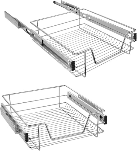 YUENFONG 2 Stücke Teleskopschublade Küchen Regal Küchenschublade, für 50cm Schränke(Tatsächliche Breite 47cm)
