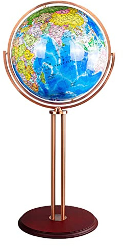 Globo Terráqueo Globe terrestre sur pied de 115 cm de hauteur, pivotant à 720° dans toutes les directions, grand globe géographique de 41,5 cm de diamètre pour une excellente visualisation et
