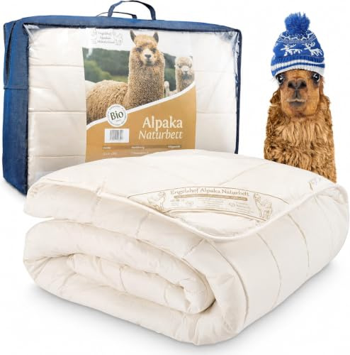 Engelshof Alpaka Winterdecke 155x220 cm warme Winter Bettdecke zweilagig Füllung 100% Alpakawolle (1.800g) Winterbettdecke warm Winter